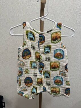 Tullabee organic cotton travel patch print outfit size 6-12 months